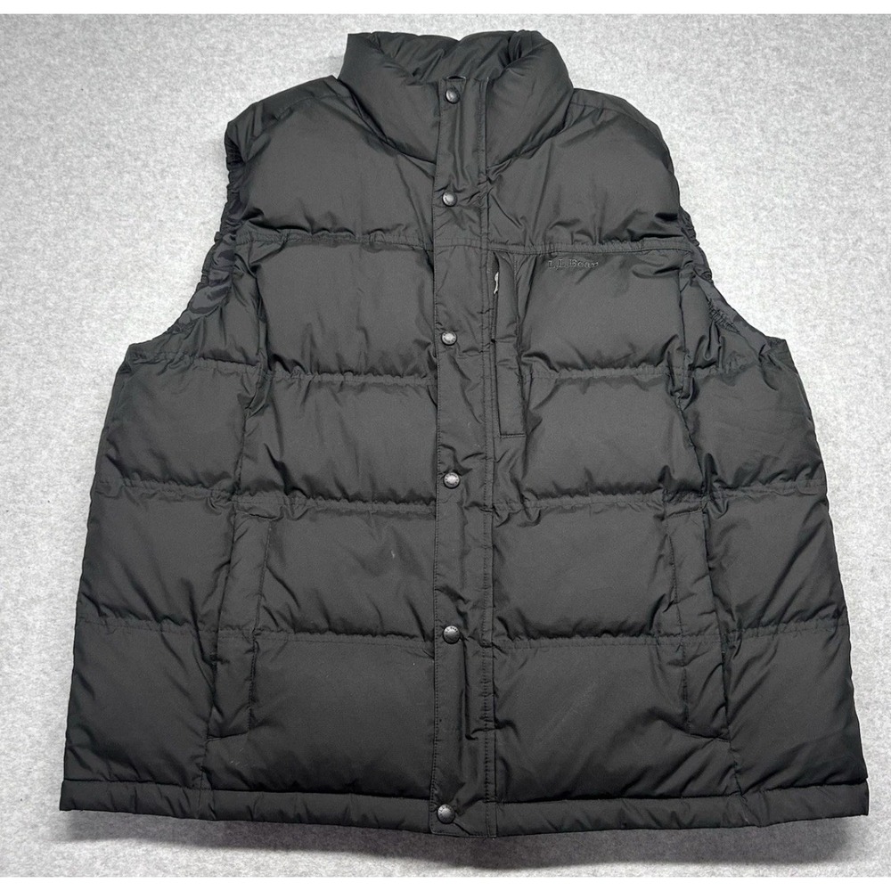 LL Bean Mountain Classic Vest Mens 2XL Down Filled Black DownTEK Puffer